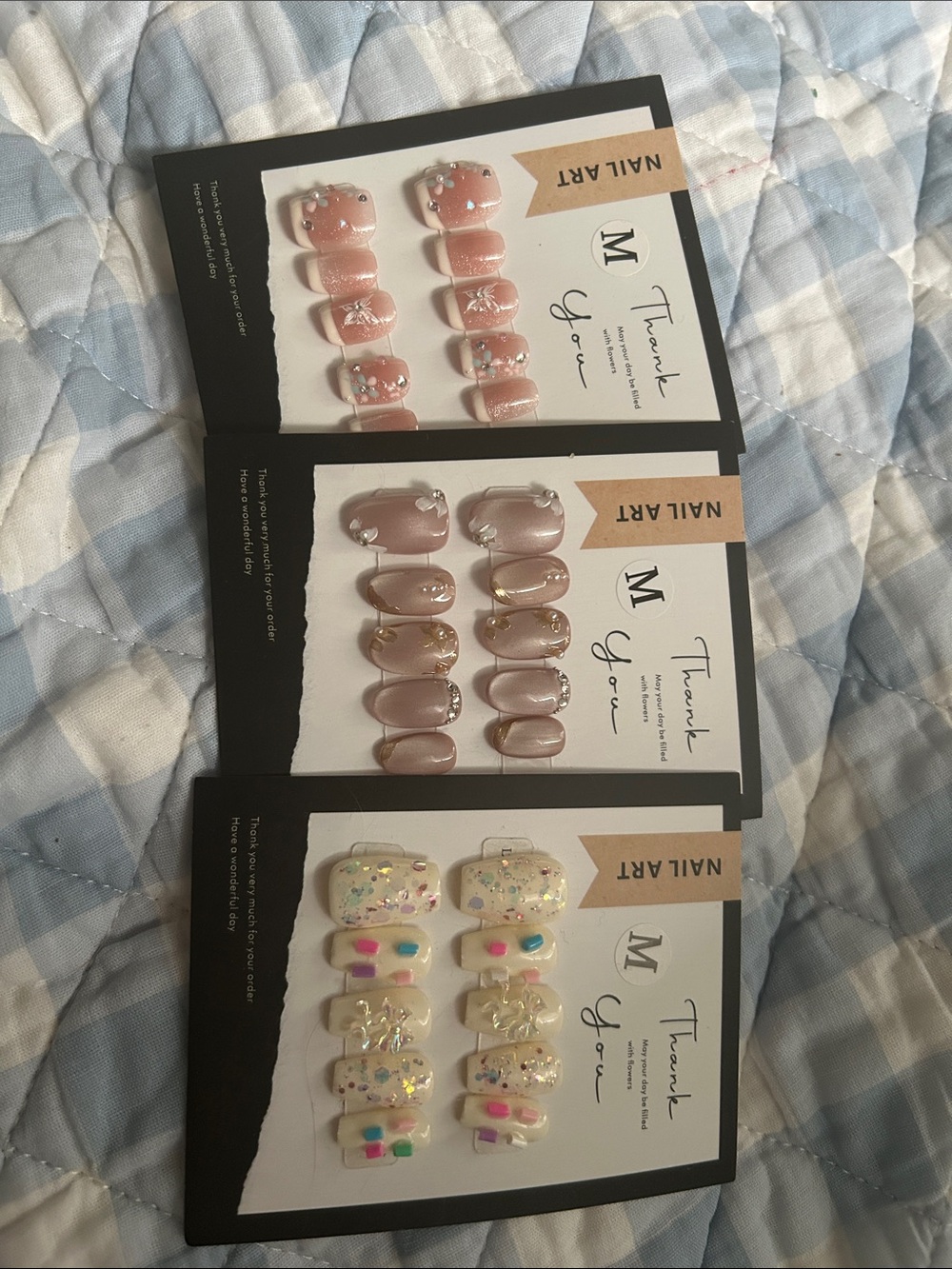 Neutral Pink & Glitter Press-On Nail Sets - 3 Pack